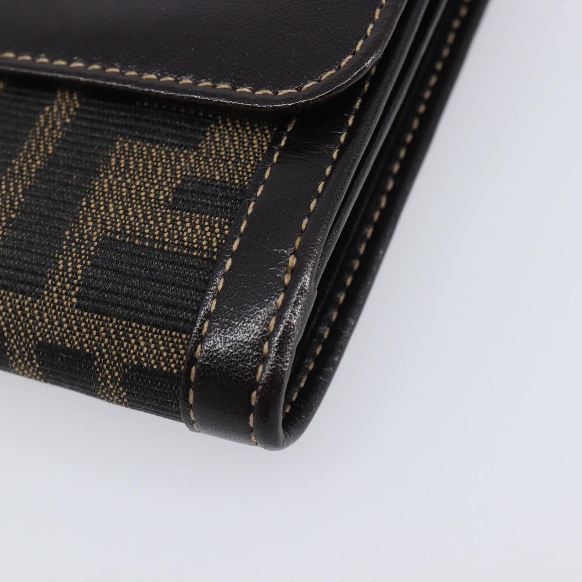 FENDI Zucca Canvas Bifold Wallet Black Brown Auth 205504V
