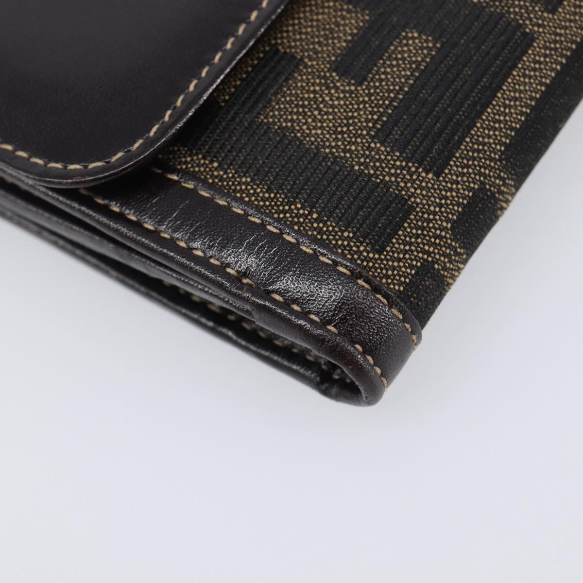 FENDI Zucca Canvas Bifold Wallet Black Brown Auth 205504V