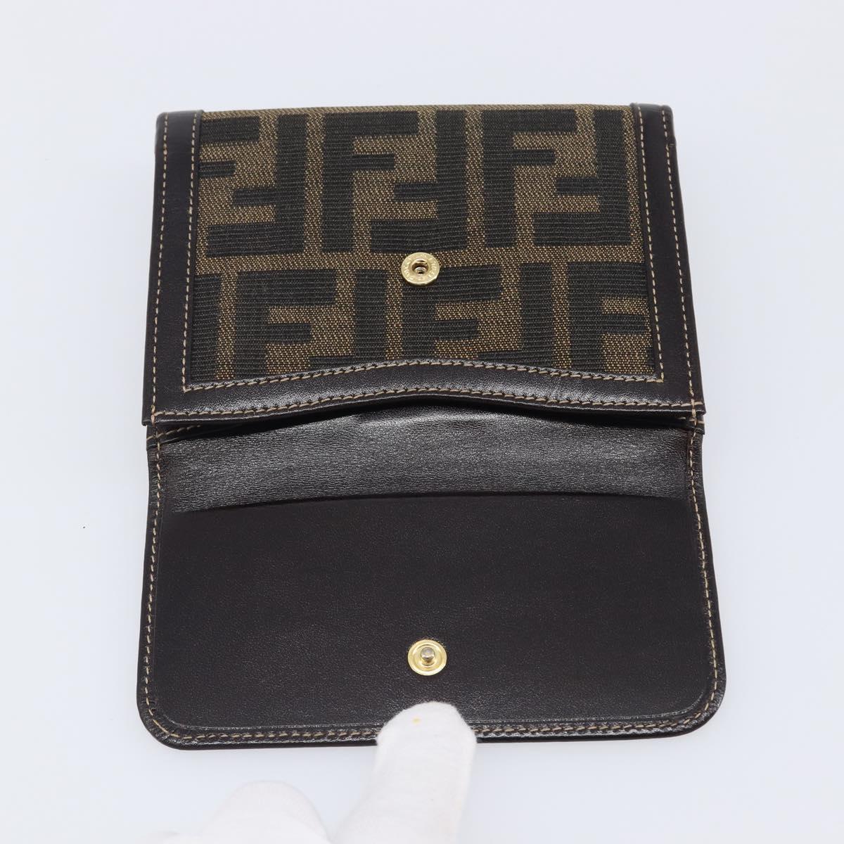 FENDI Zucca Canvas Bifold Wallet Black Brown Auth 205504V