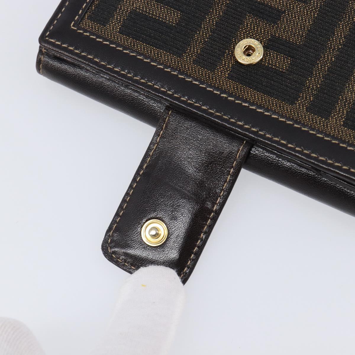 FENDI Zucca Canvas Bifold Wallet Black Brown Auth 205504V