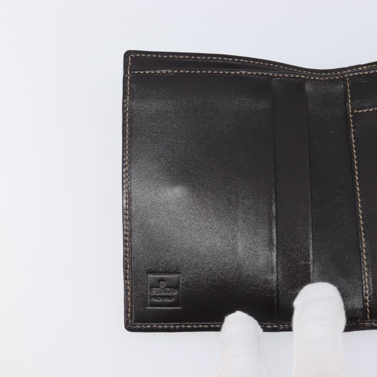 FENDI Zucca Canvas Bifold Wallet Black Brown Auth 205504V