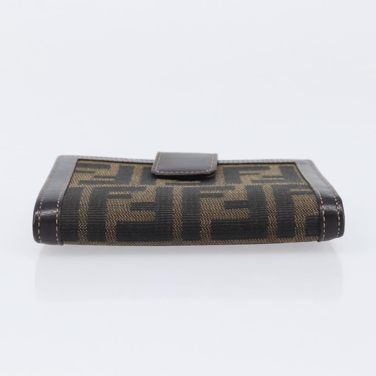 FENDI Zucca Canvas Bifold Wallet Black Brown Auth 205504V