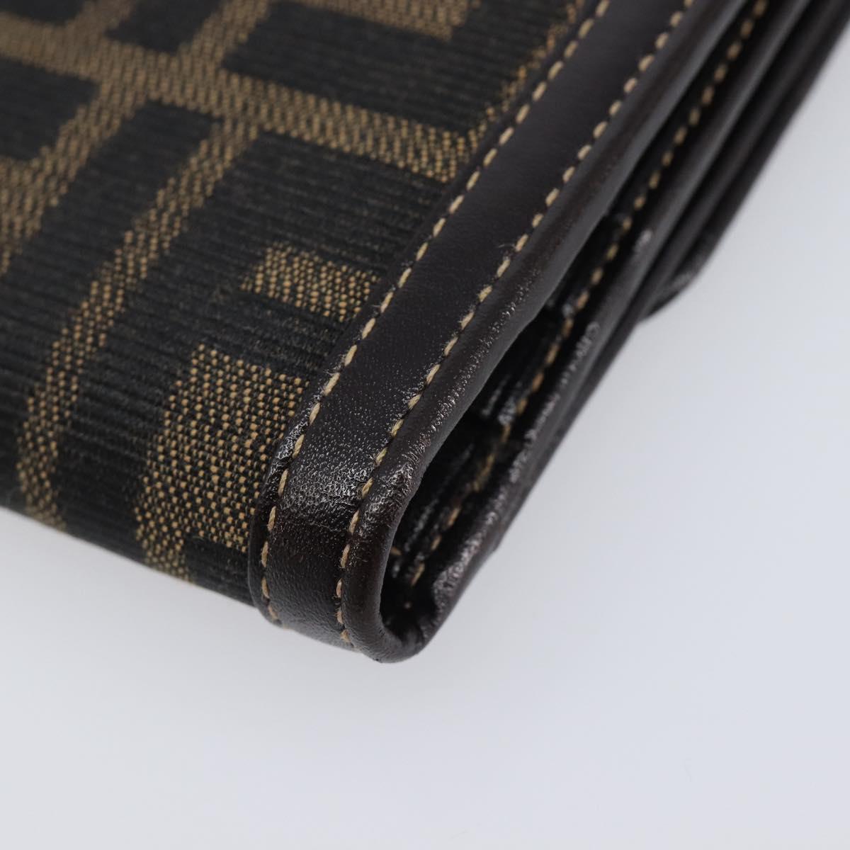 FENDI Zucca Canvas Bifold Wallet Black Brown Auth 205504V