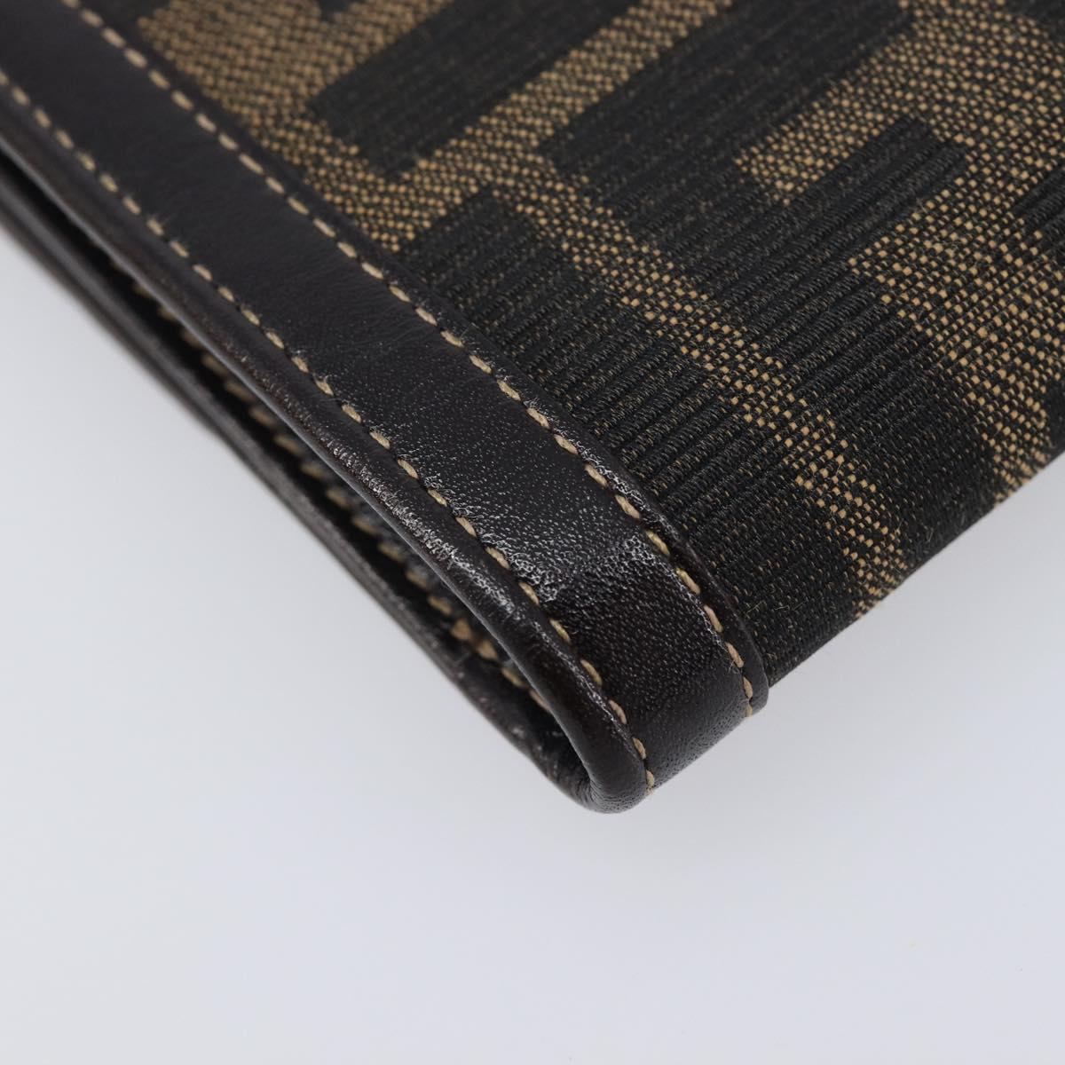 FENDI Zucca Canvas Bifold Wallet Black Brown Auth 205504V