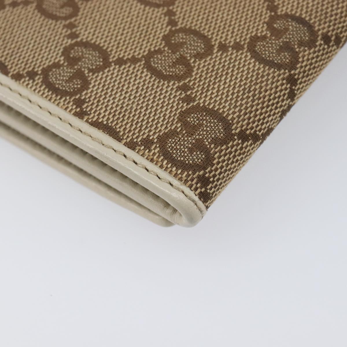 GUCCI GG Canvas Web Sherry Line Long Wallet Beige Gold Auth 205505V