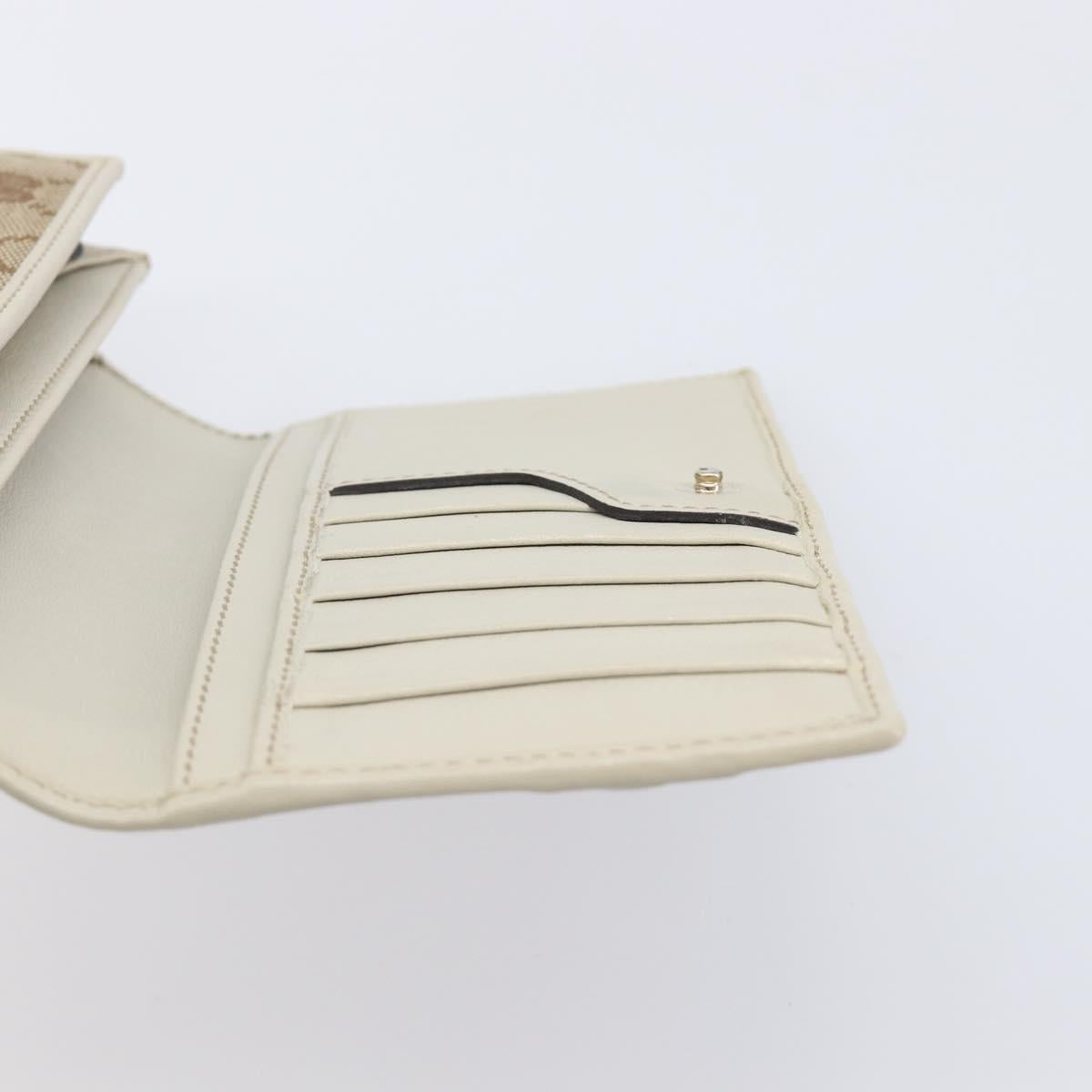 GUCCI GG Canvas Web Sherry Line Long Wallet Beige Gold Auth 205505V