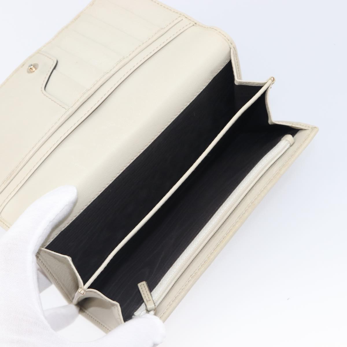 GUCCI GG Canvas Web Sherry Line Long Wallet Beige Gold Auth 205505V