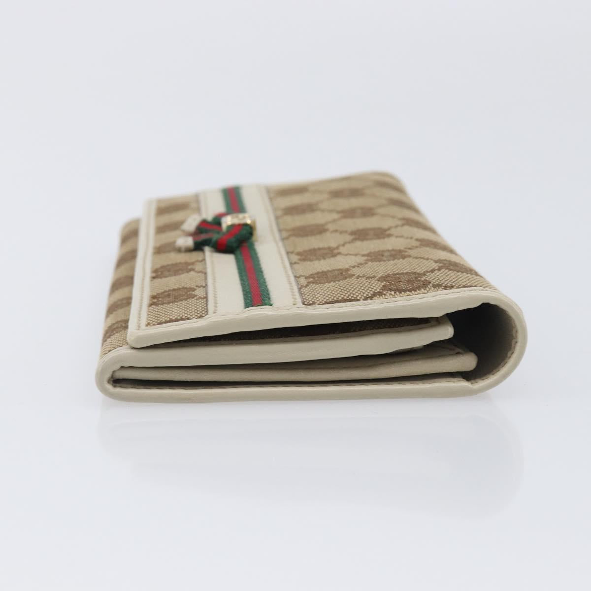 GUCCI GG Canvas Web Sherry Line Long Wallet Beige Gold Auth 205505V