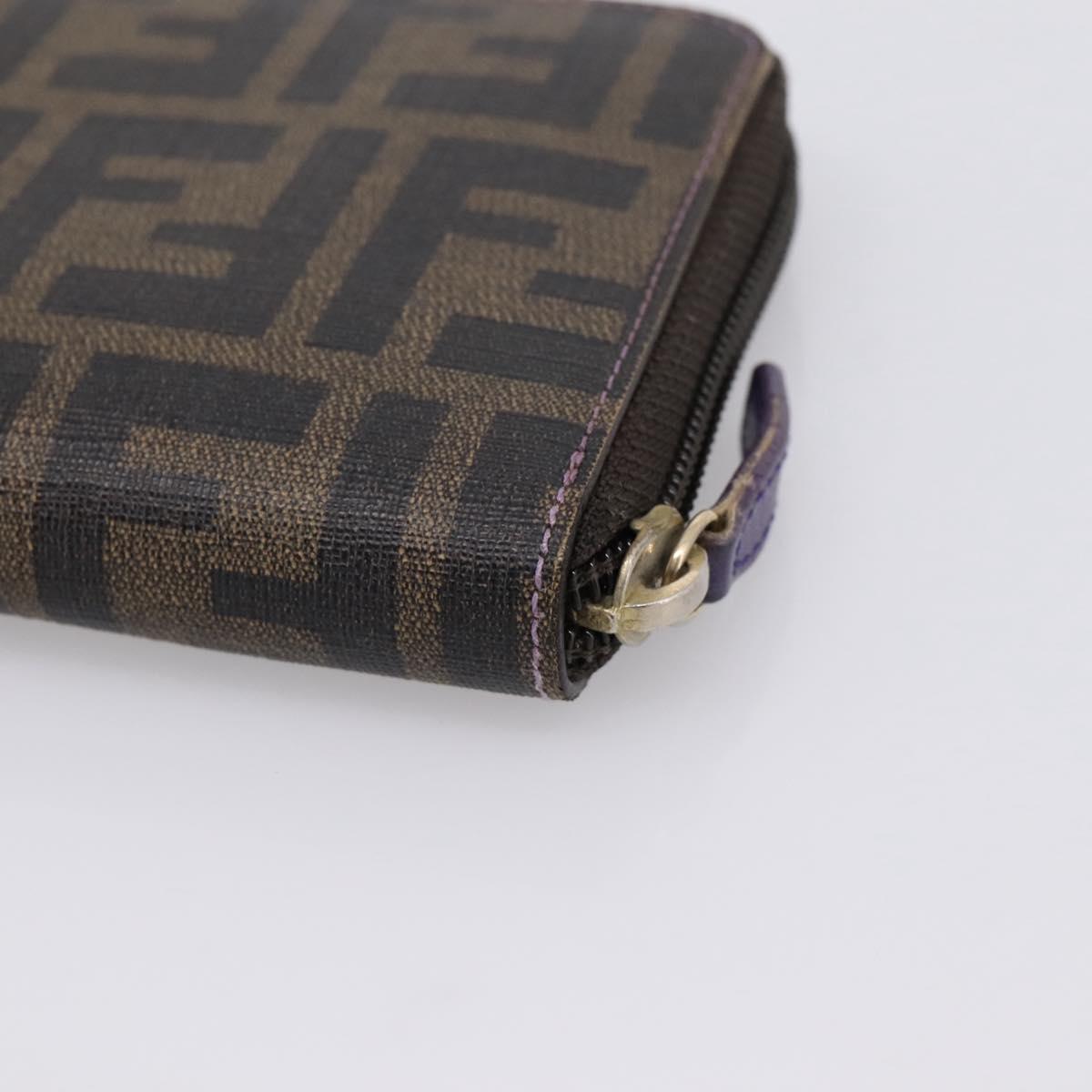 FENDI Zucca Canvas Long Wallet PVC Black Brown Auth 205506V