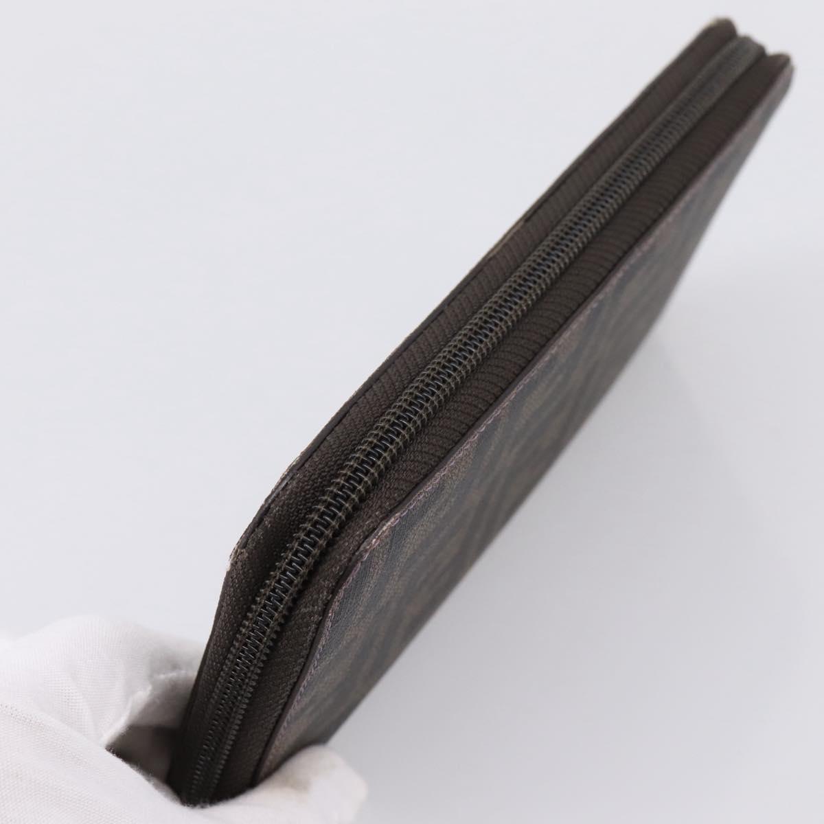 FENDI Zucca Canvas Long Wallet PVC Black Brown Auth 205506V