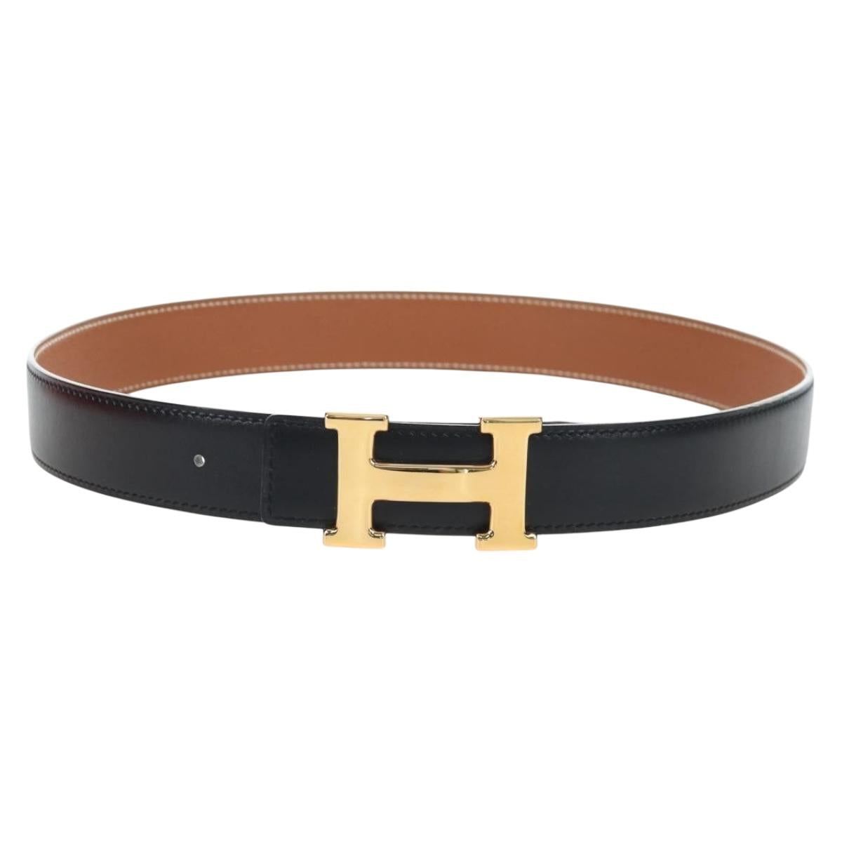 HERMES Constance H belt Belt Leather 65 Black Auth 205508M