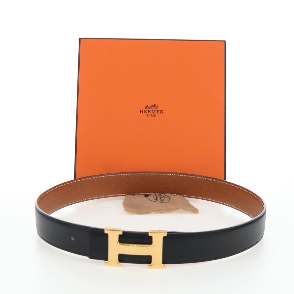 HERMES Constance H belt Belt Leather 65 Black Auth 205508M