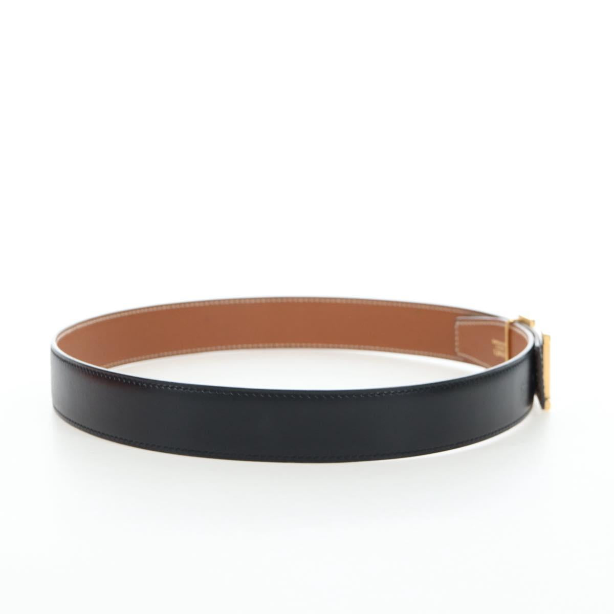HERMES Constance H belt Belt Leather 65 Black Auth 205508M