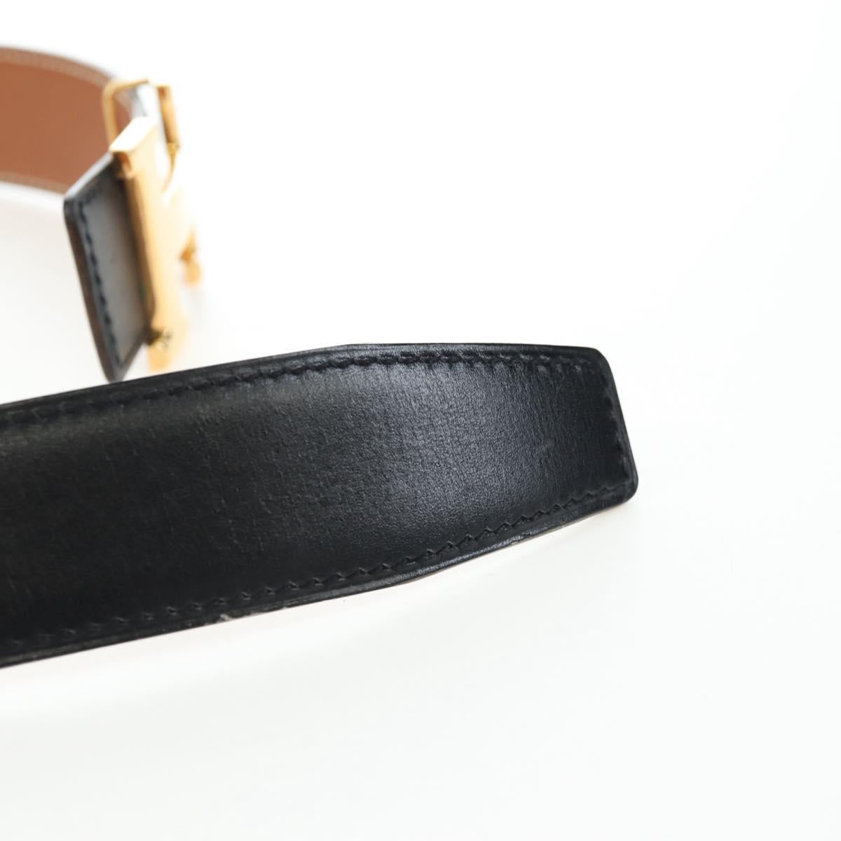 HERMES Constance H belt Belt Leather 65 Black Auth 205508M