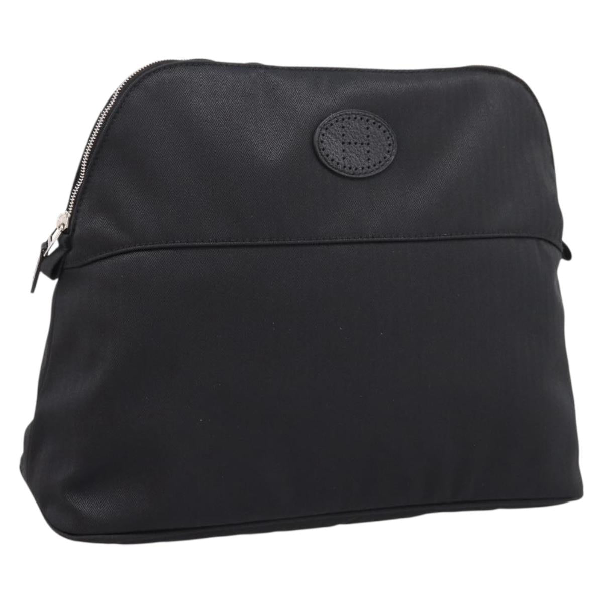 HERMES Bolide Pouch 30 Pouch Canvas Black Silver Auth 205509M