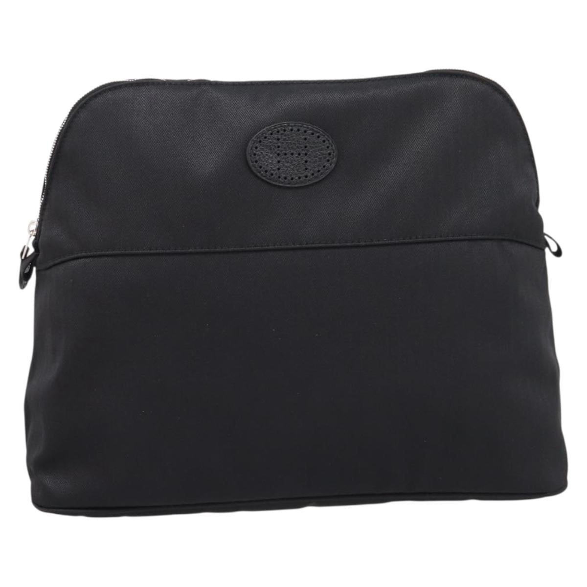 HERMES Bolide Pouch 30 Pouch Canvas Black Silver Auth 205509M