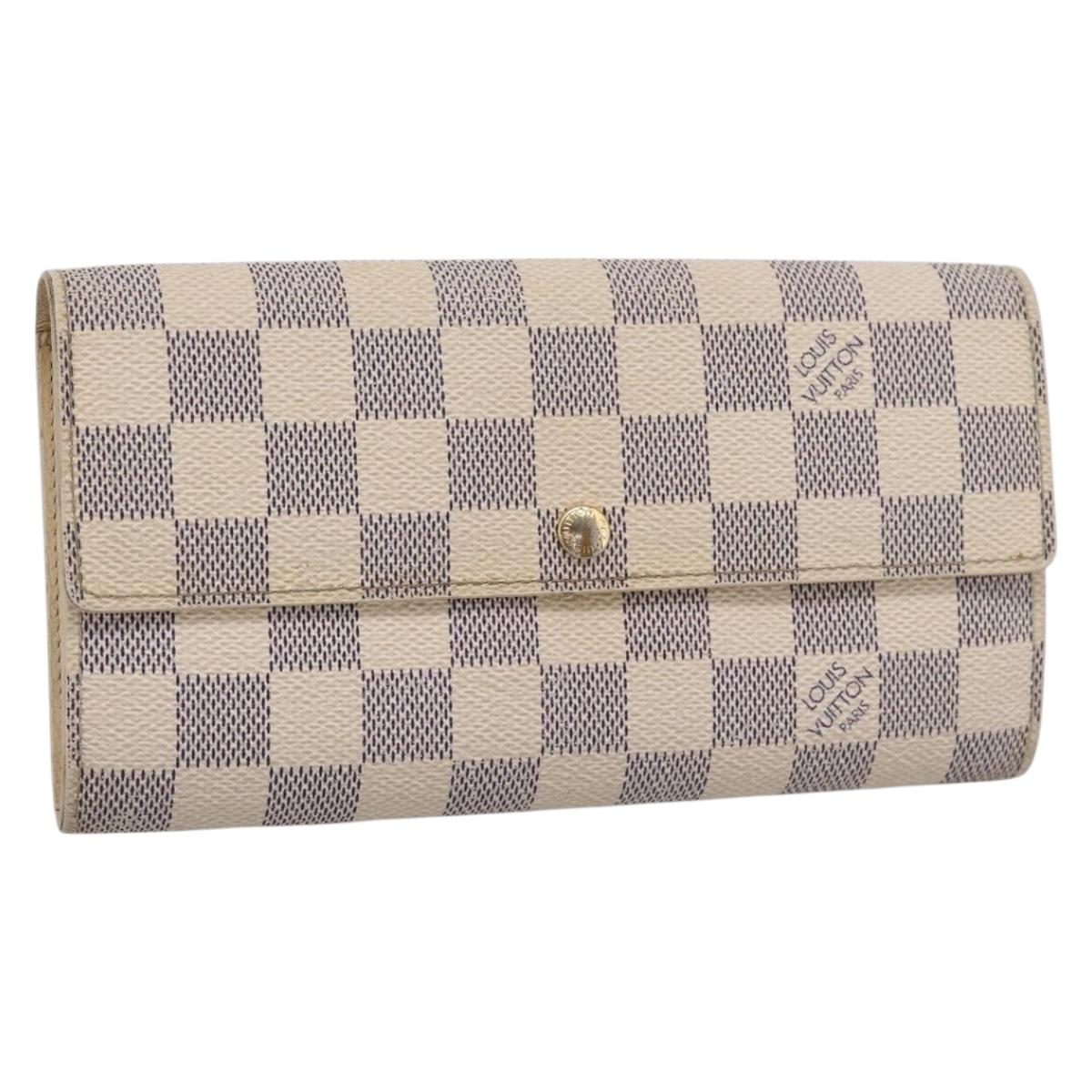 LOUIS VUITTON Damier Azur Portefeuille Sarah Long Wallet N61735 LV Auth 205510A