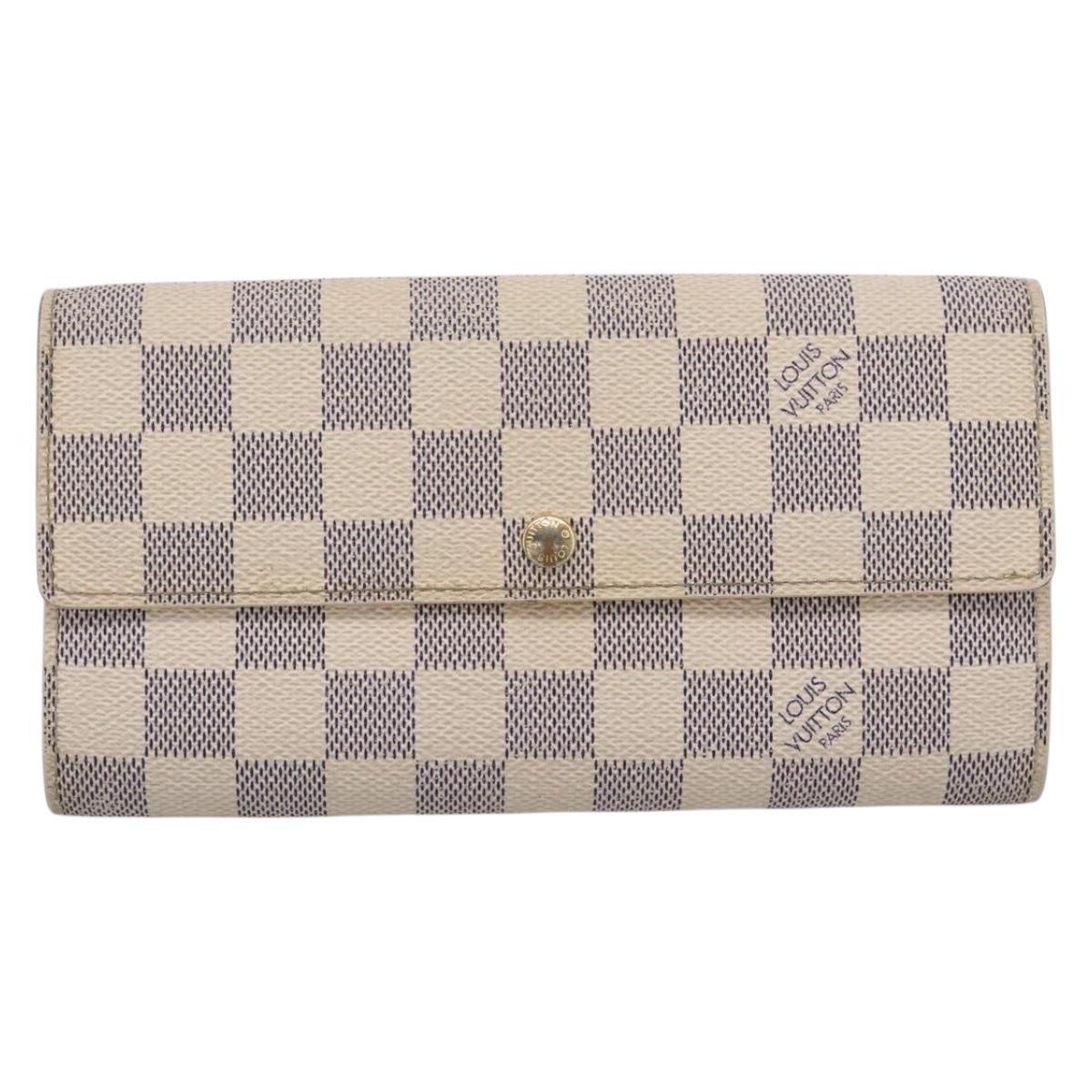 LOUIS VUITTON Damier Azur Portefeuille Sarah Long Wallet N61735 LV Auth 205510A