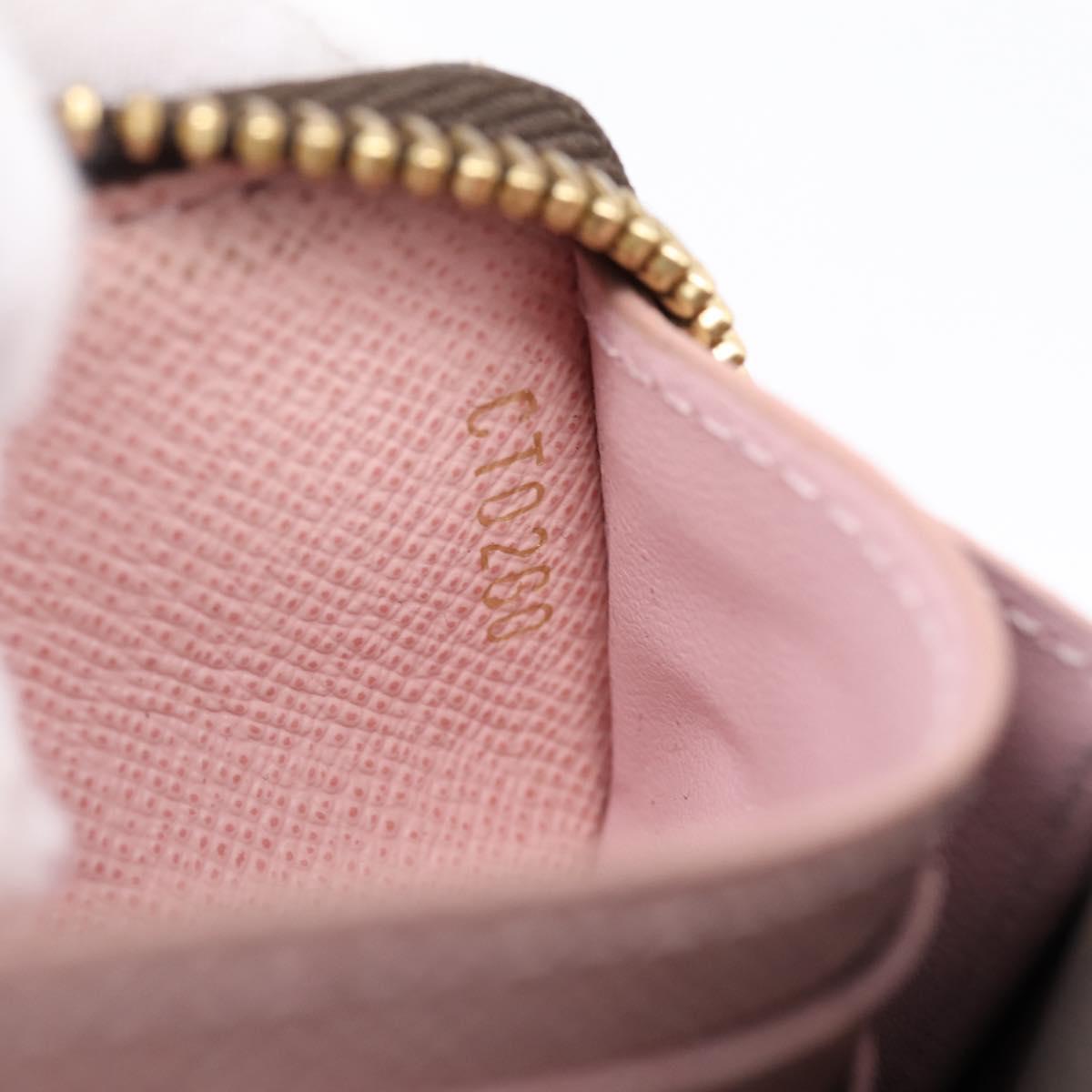 LOUIS VUITTON Portefeuille Clemence Wallet Rose Valerine M61298 LV Auth 205515V