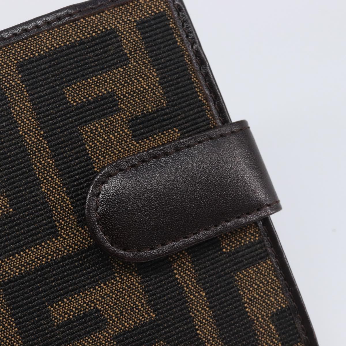 FENDI Zucca Canvas Bifold Wallet Black Brown Auth 205532V