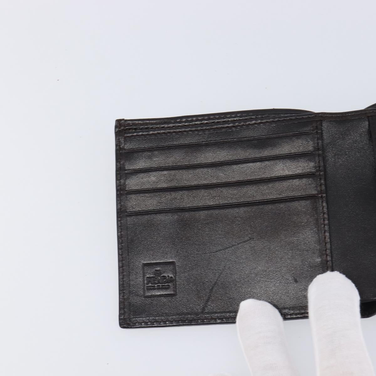 FENDI Zucca Canvas Bifold Wallet Black Brown Auth 205532V