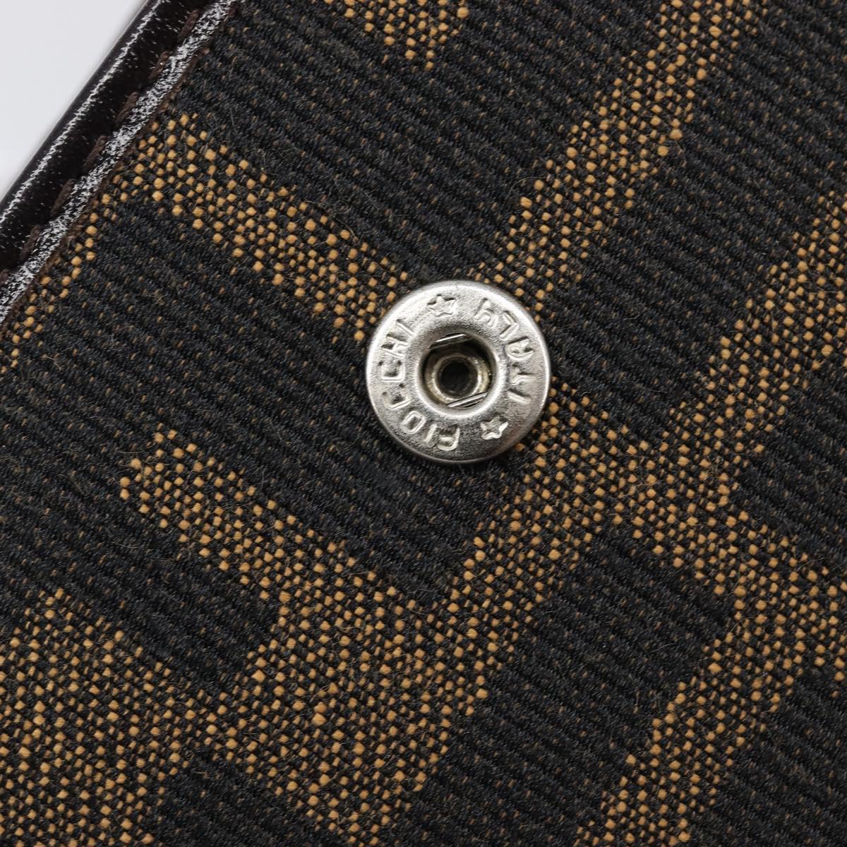 FENDI Zucca Canvas Bifold Wallet Black Brown Auth 205532V