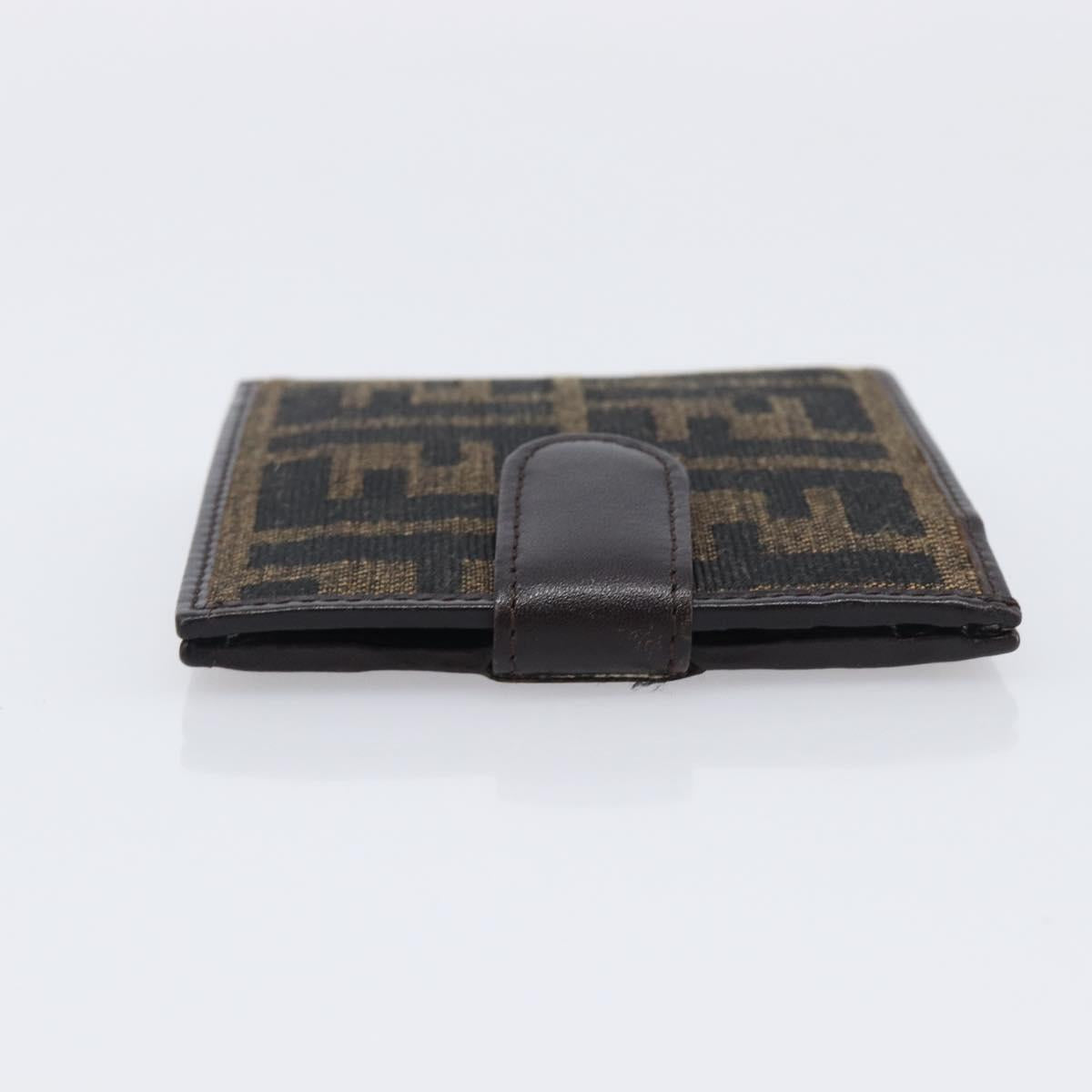 FENDI Zucca Canvas Bifold Wallet Black Brown Auth 205532V