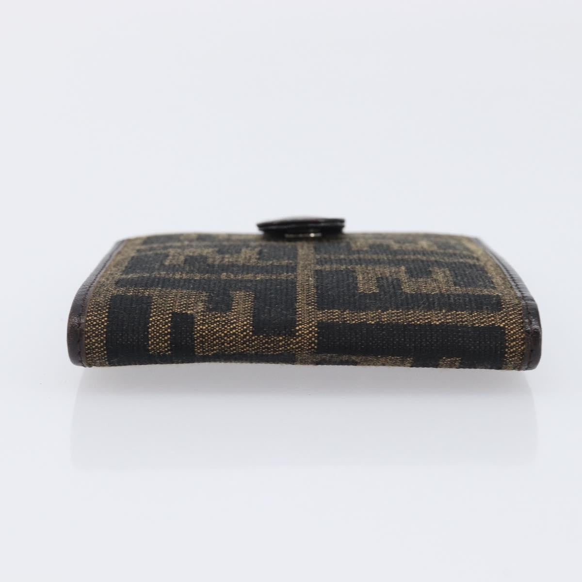 FENDI Zucca Canvas Bifold Wallet Black Brown Auth 205532V