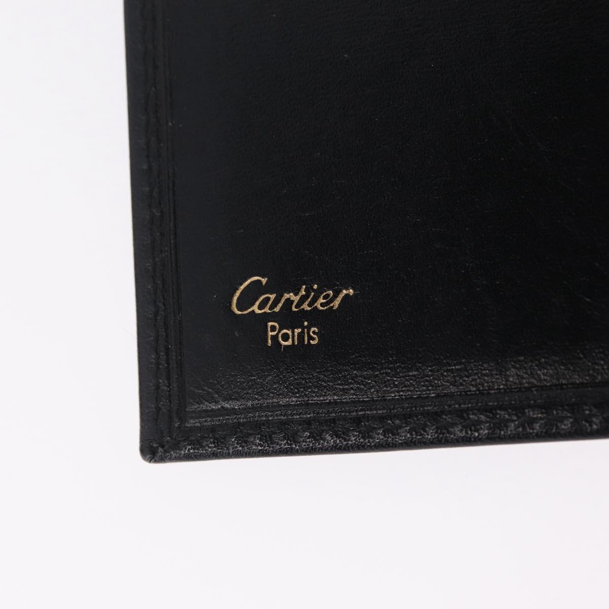Cartier Card Case Leather Black Gold Auth 205544V