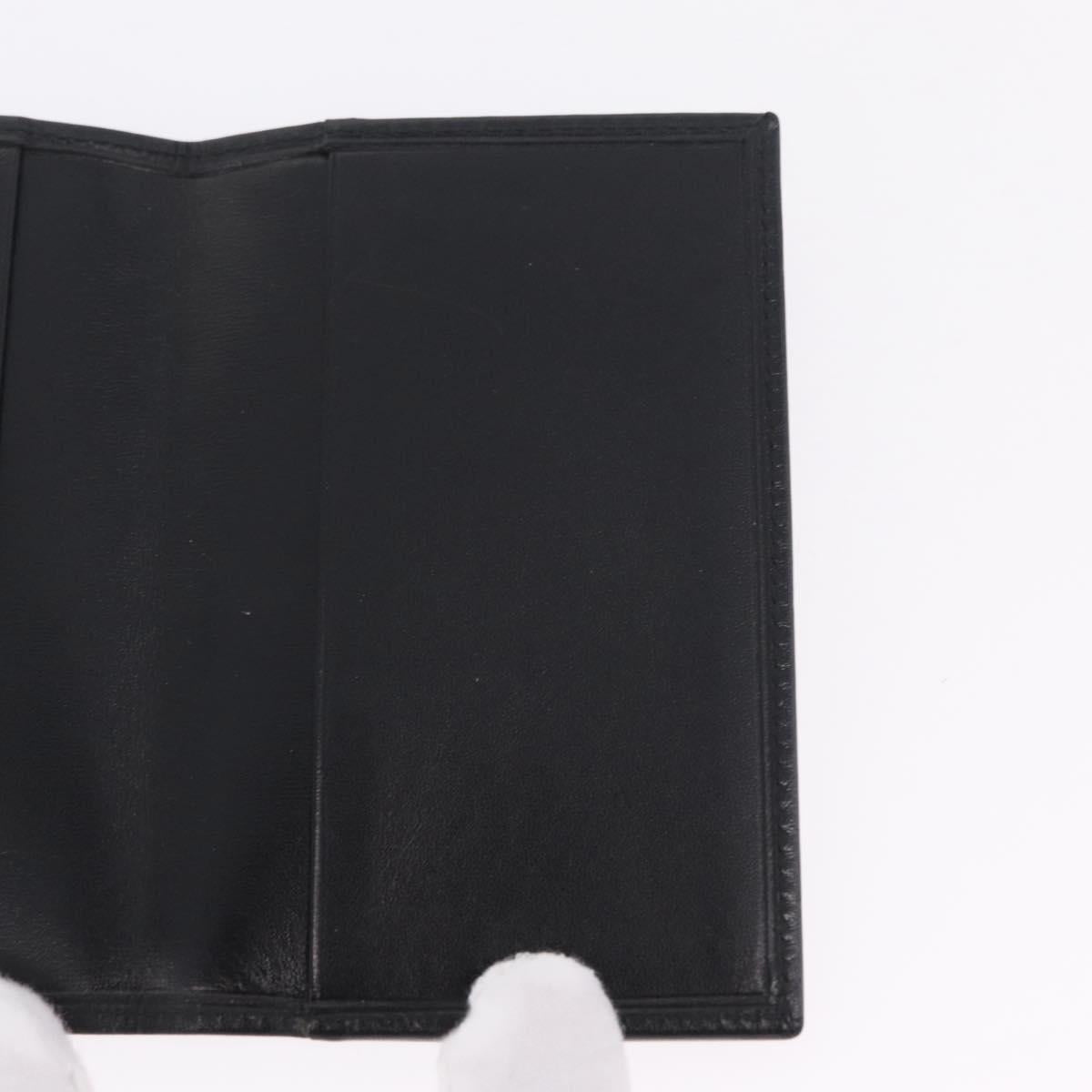 Cartier Card Case Leather Black Gold Auth 205544V