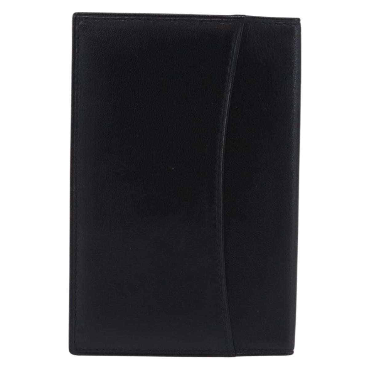 Cartier Card Case Leather Black Gold Auth 205544V