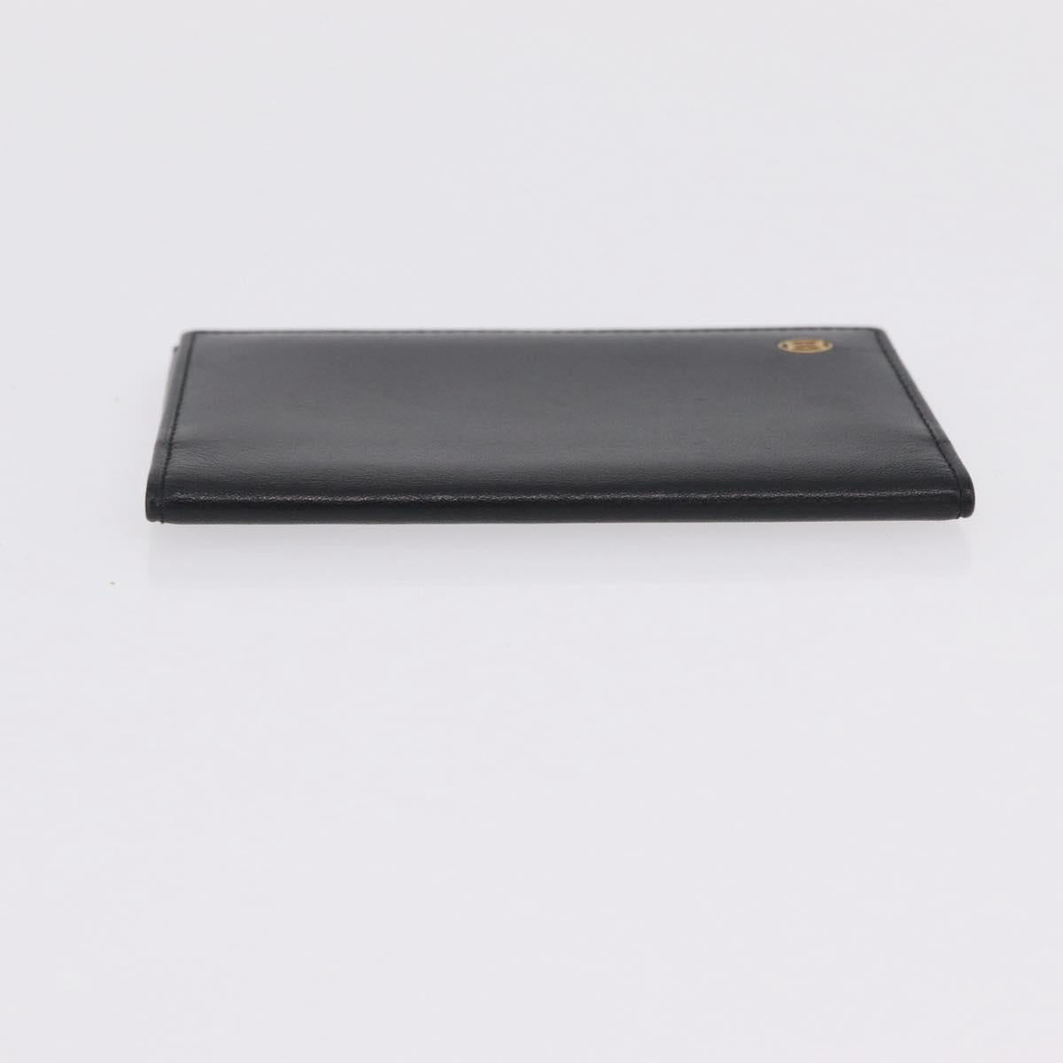 Cartier Card Case Leather Black Gold Auth 205544V