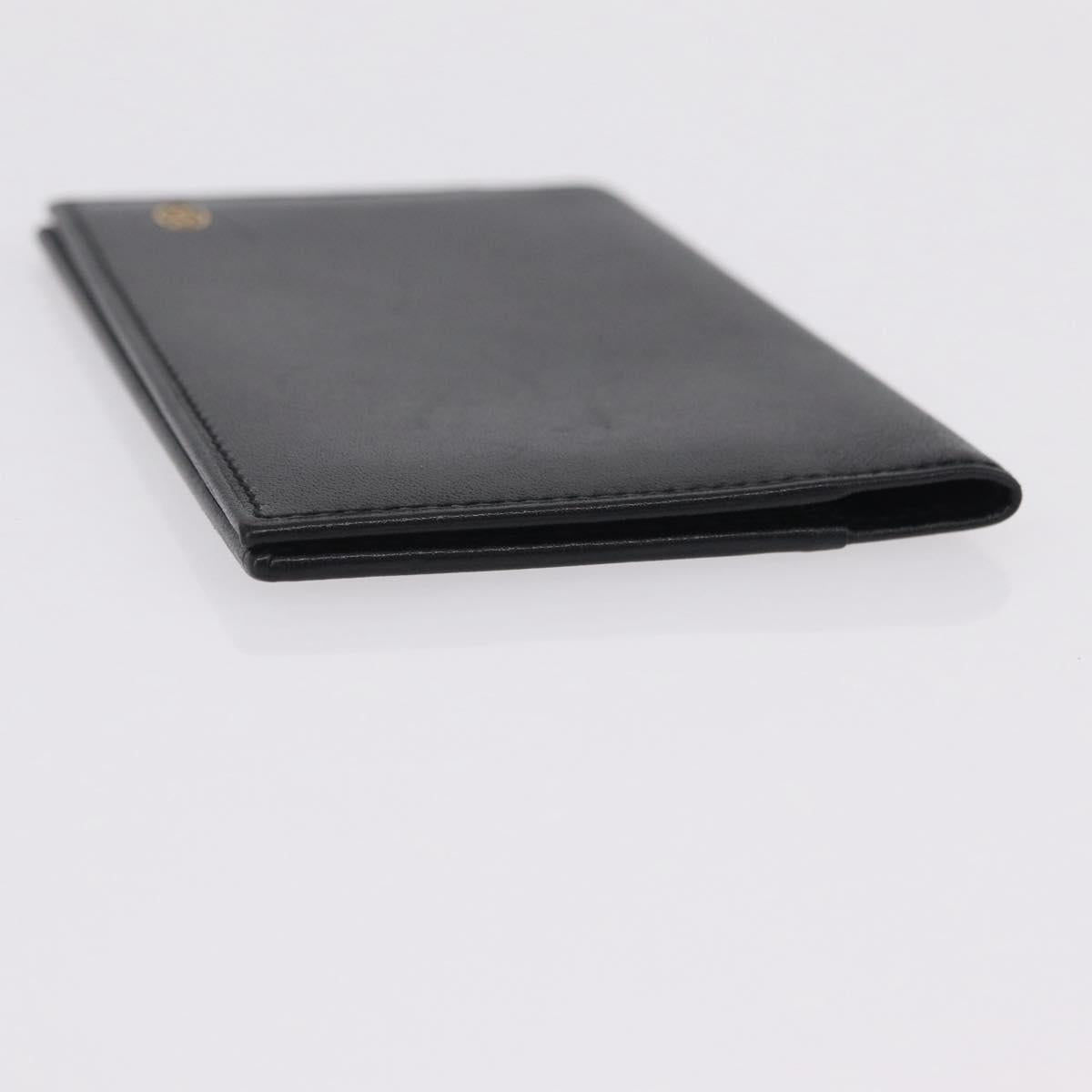 Cartier Card Case Leather Black Gold Auth 205544V