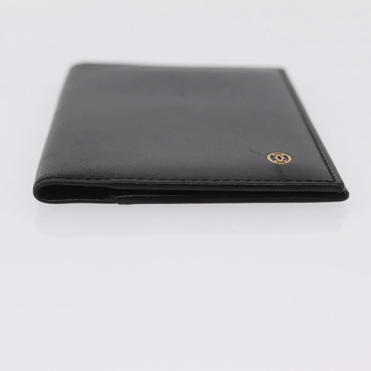 Cartier Card Case Leather Black Gold Auth 205544V