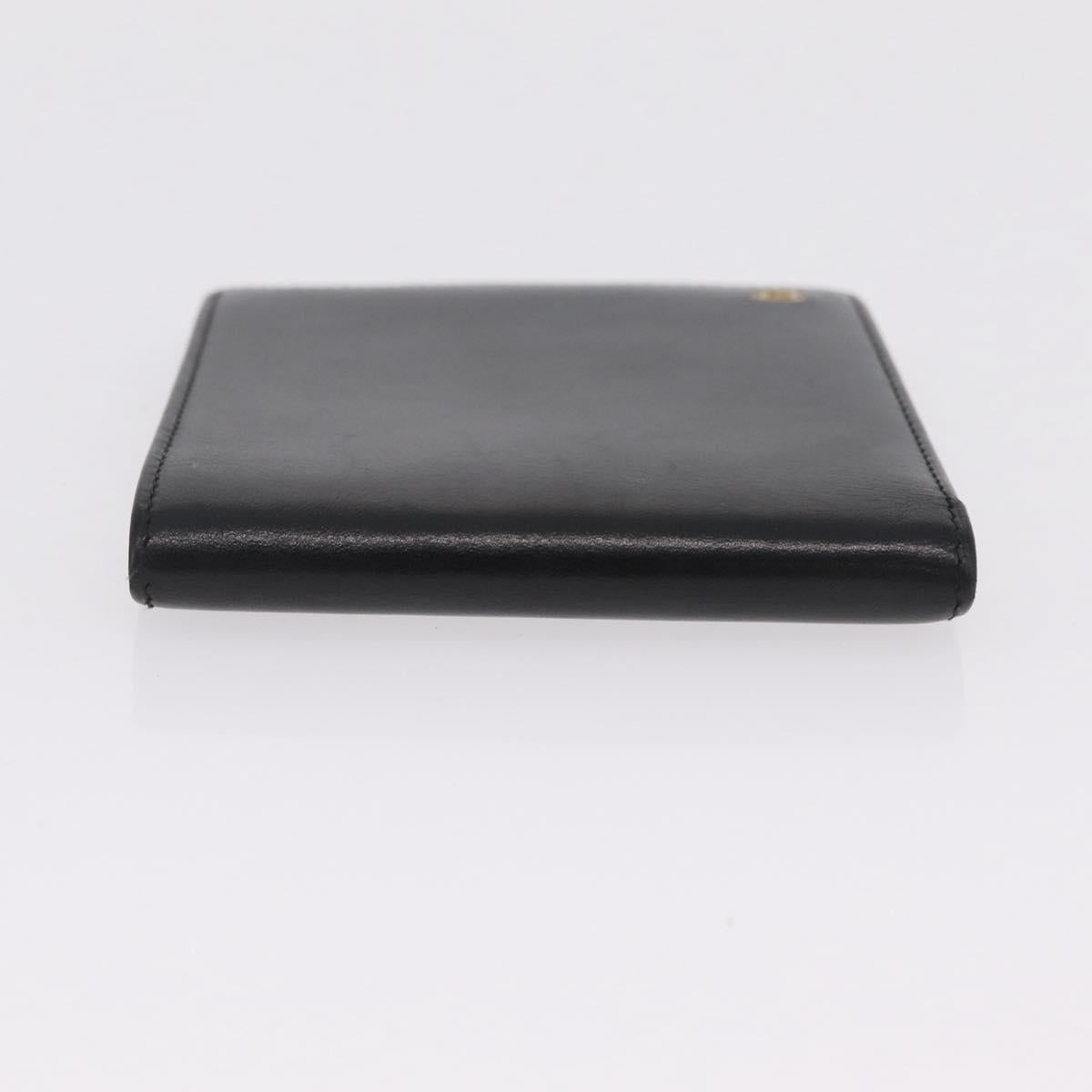 Cartier Bifold Wallet Leather Black Gold Auth 205547V