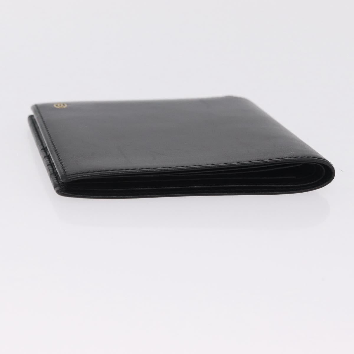 Cartier Bifold Wallet Leather Black Gold Auth 205547V
