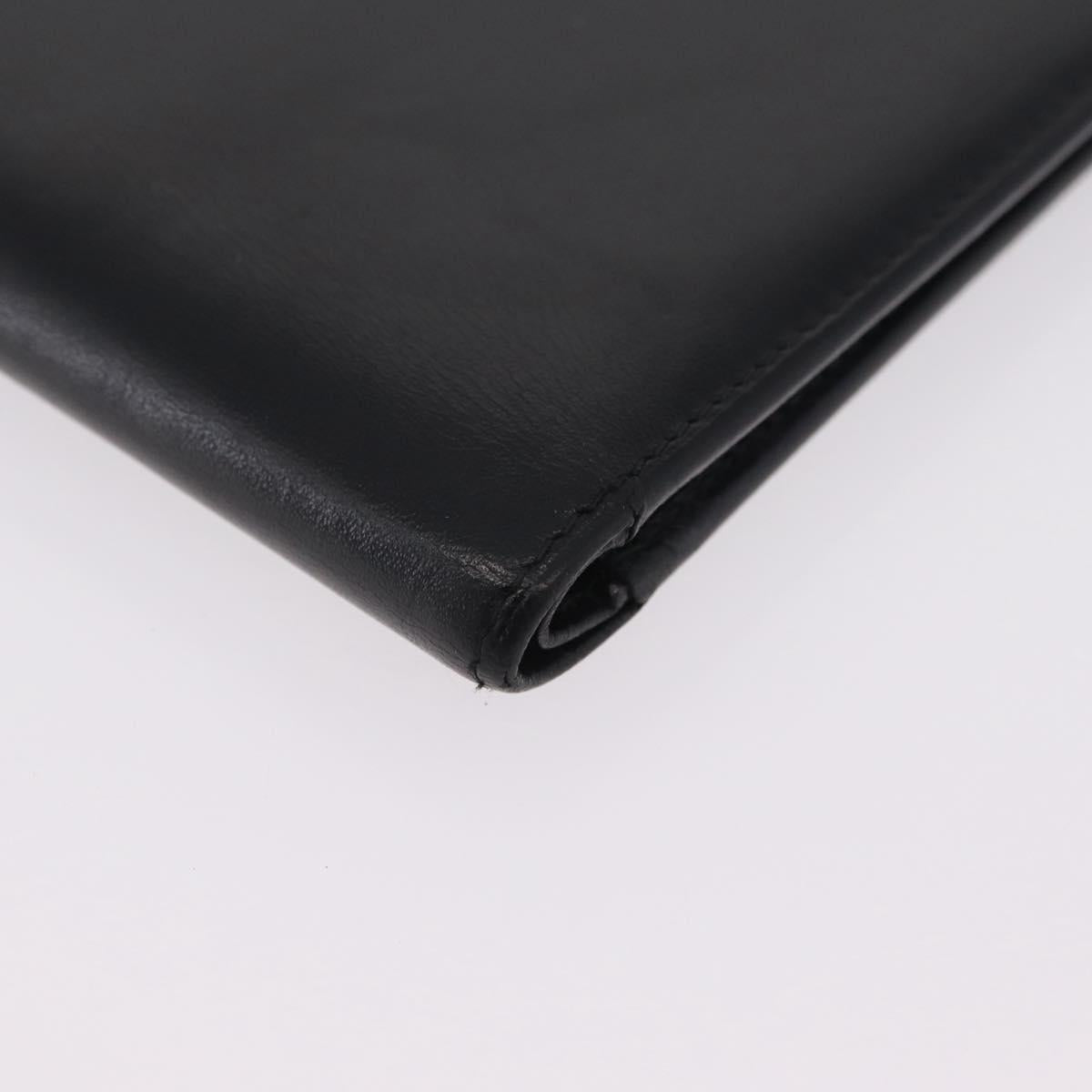 Cartier Bifold Wallet Leather Black Gold Auth 205547V