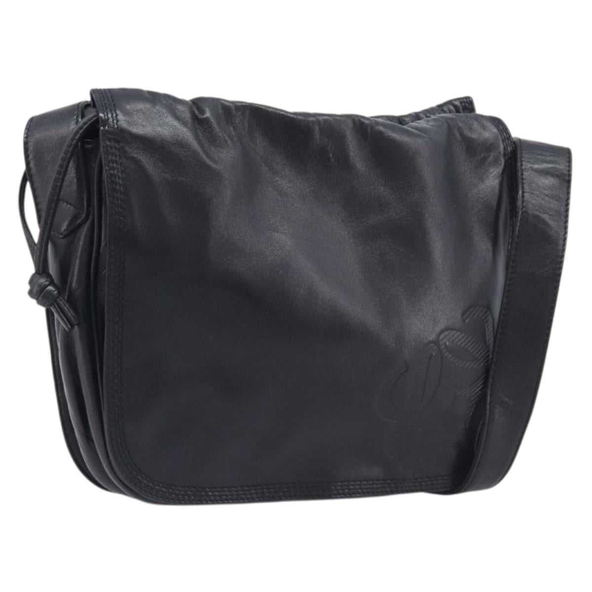 LOEWE Shoulder Bag Leather Black Gold Auth 205663