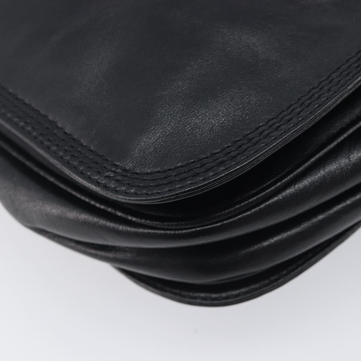 LOEWE Shoulder Bag Leather Black Gold Auth 205663