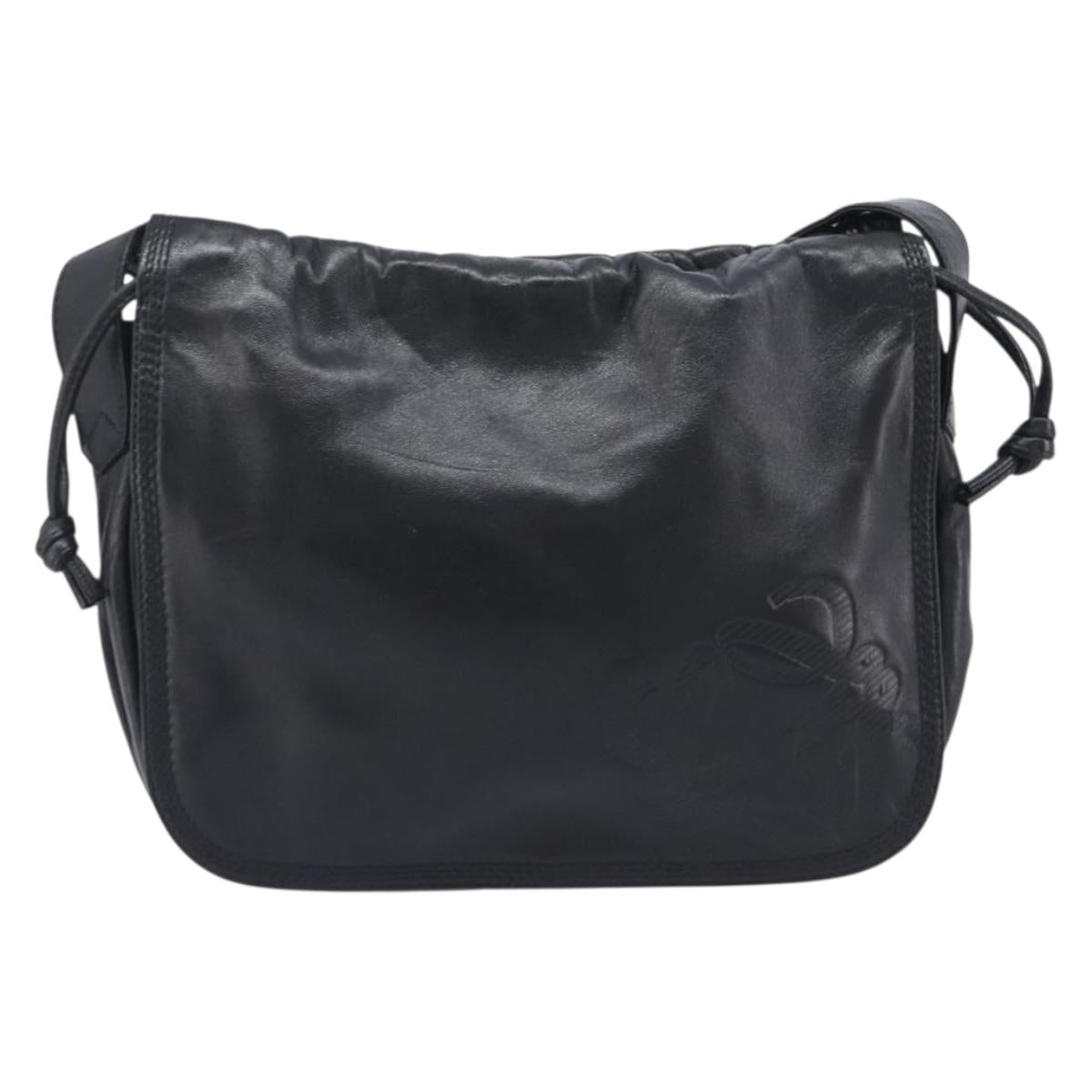 LOEWE Shoulder Bag Leather Black Gold Auth 205663