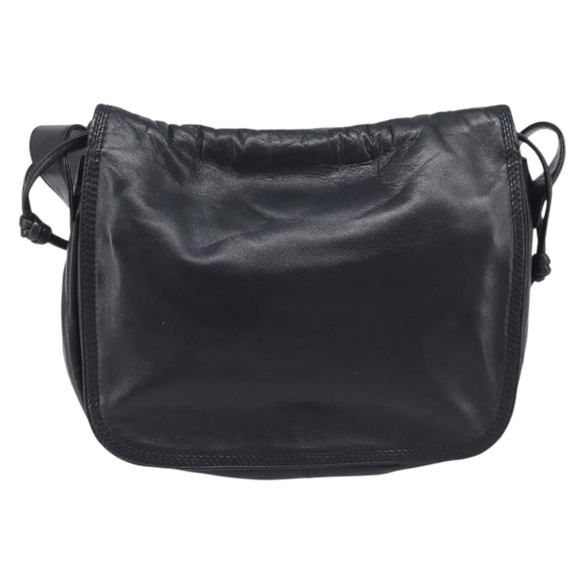 LOEWE Shoulder Bag Leather Black Gold Auth 205663