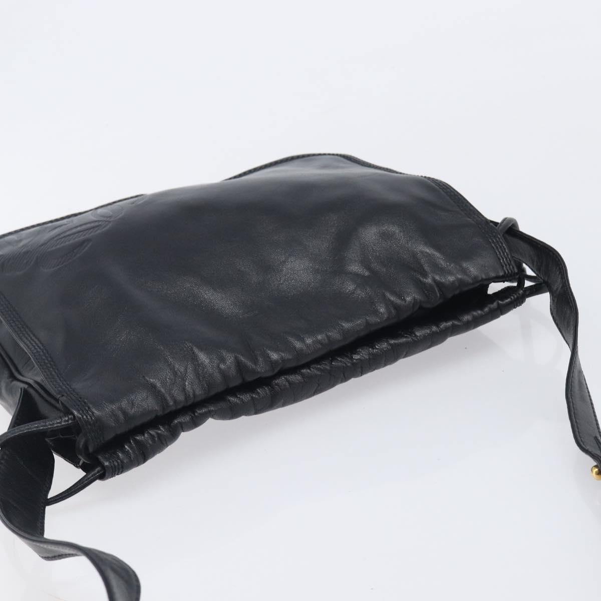 LOEWE Shoulder Bag Leather Black Gold Auth 205663