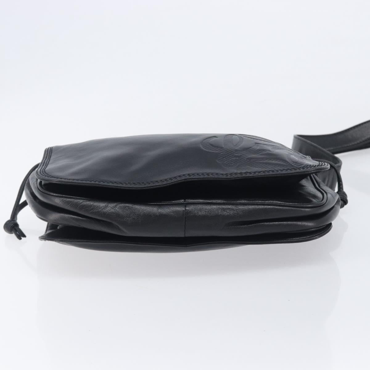 LOEWE Shoulder Bag Leather Black Gold Auth 205663