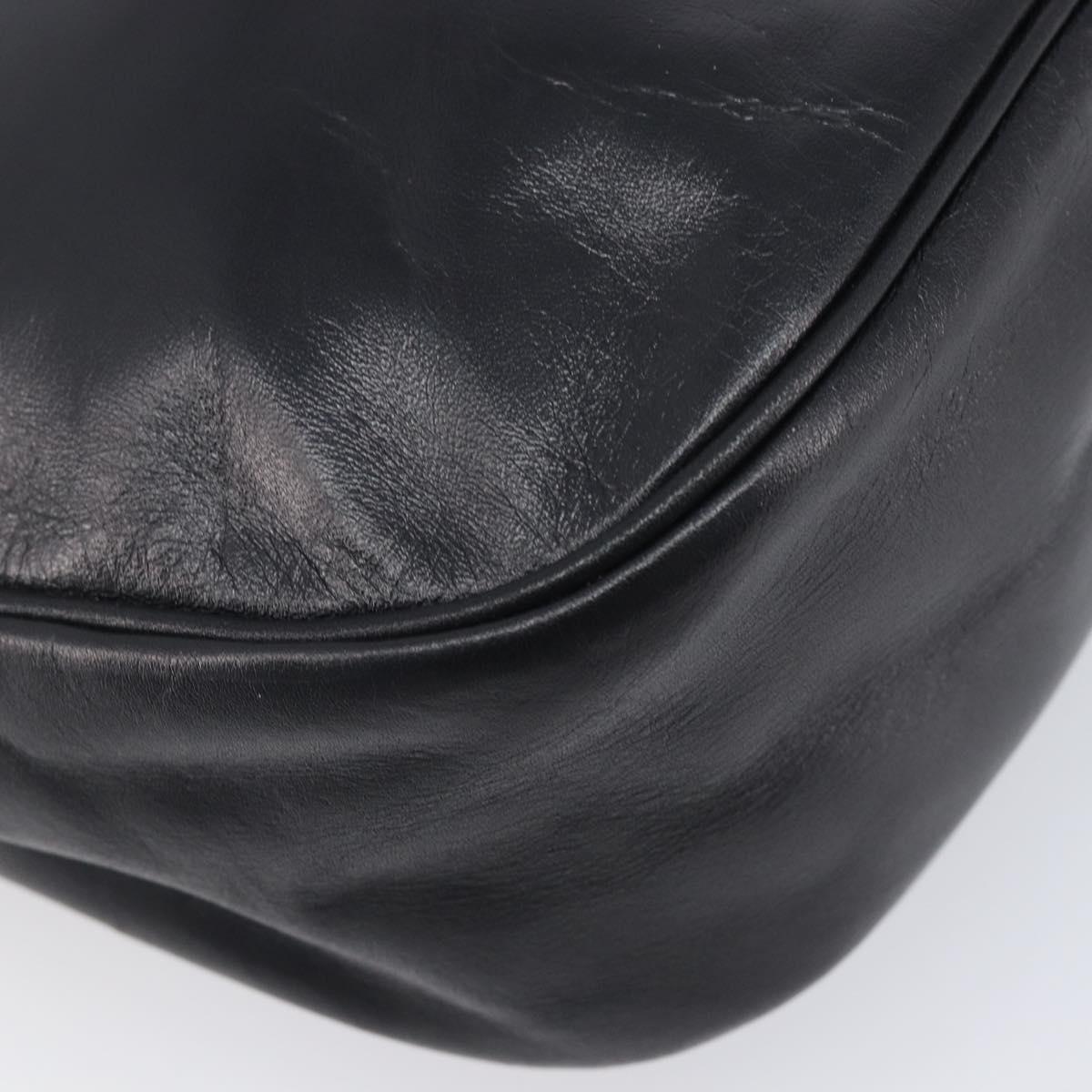 LOEWE Shoulder Bag Leather Black Gold Auth 205664