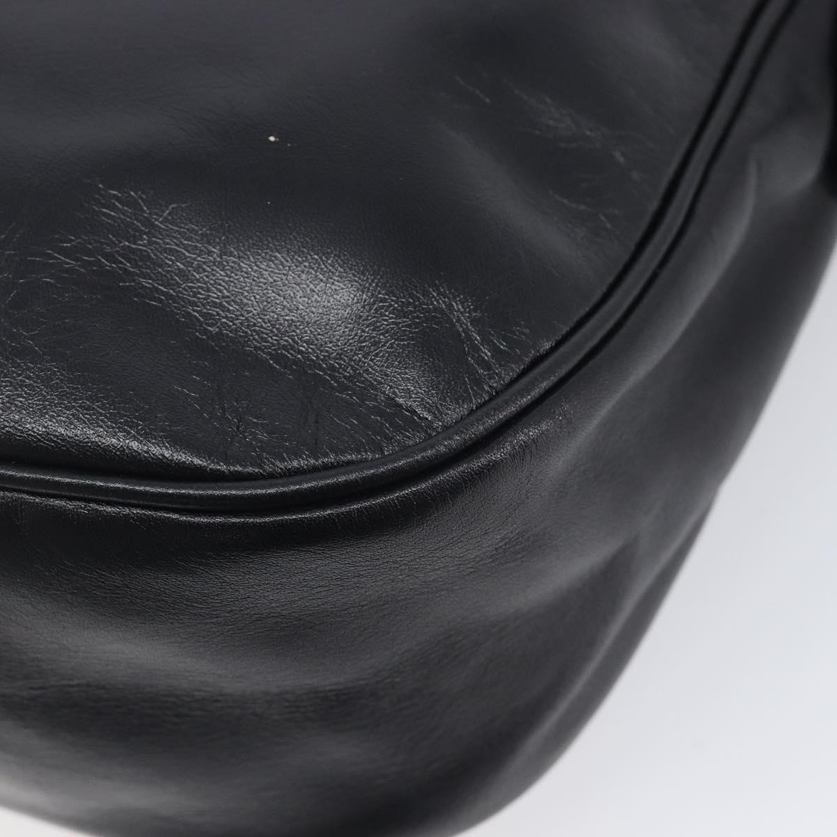 LOEWE Shoulder Bag Leather Black Gold Auth 205664