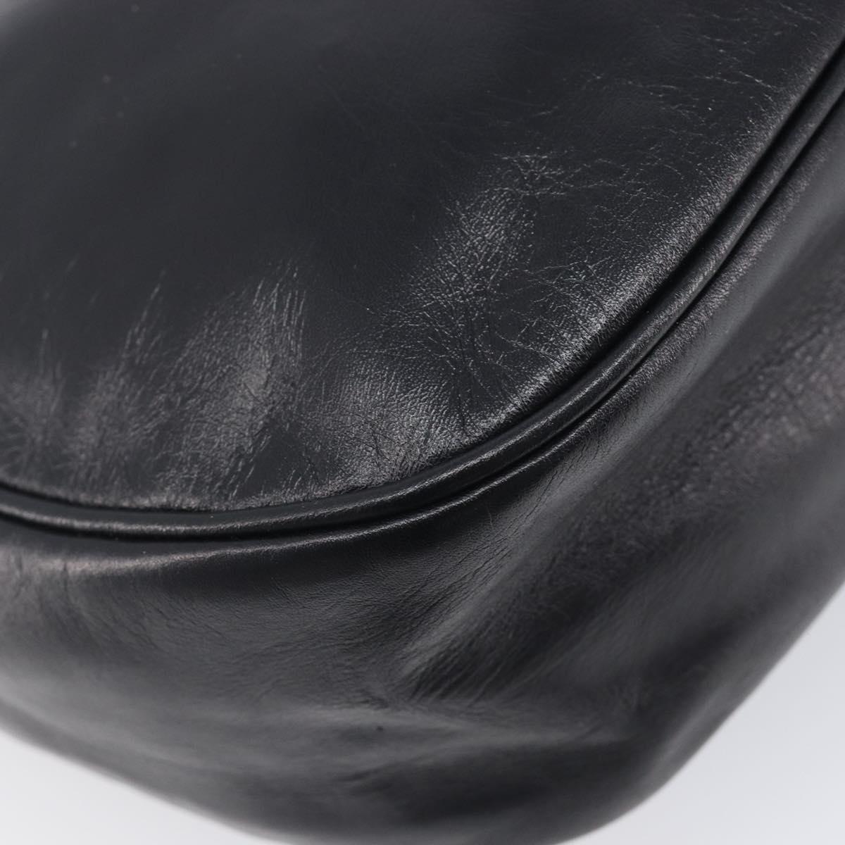 LOEWE Shoulder Bag Leather Black Gold Auth 205664