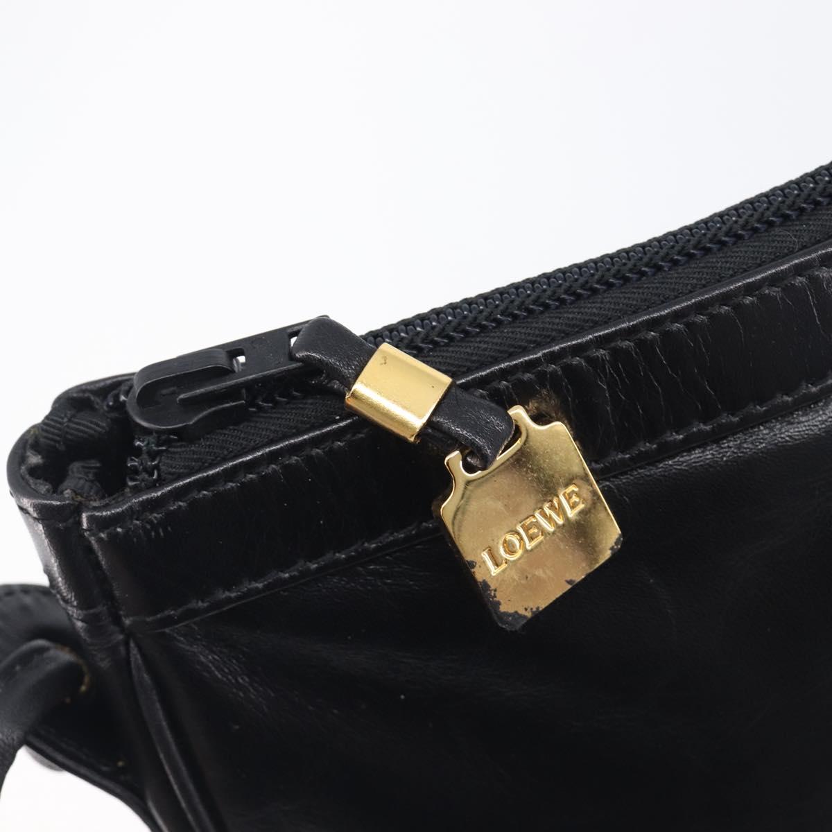 LOEWE Shoulder Bag Leather Black Gold Auth 205664