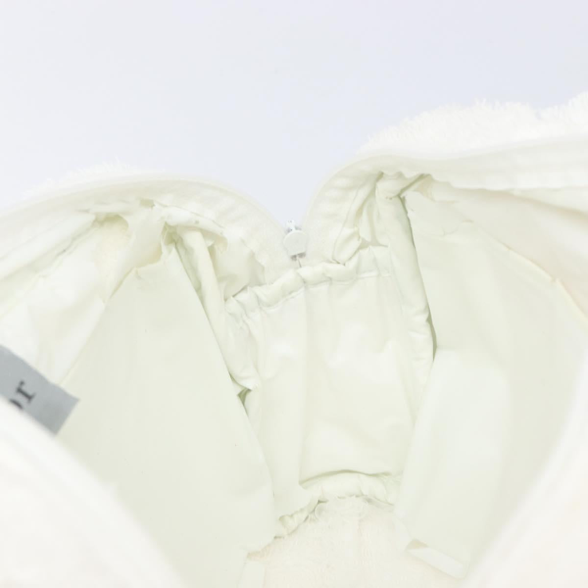 Christian Dior Hand Bag Pile White Auth 205716