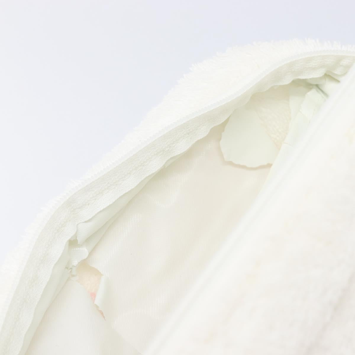 Christian Dior Hand Bag Pile White Auth 205716
