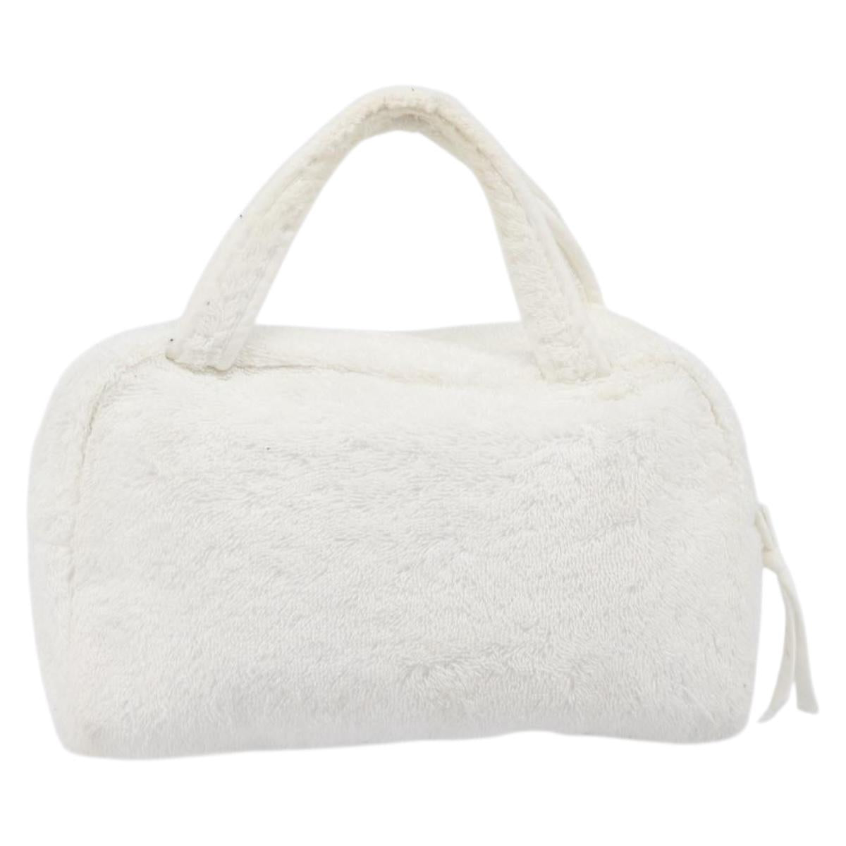Christian Dior Hand Bag Pile White Auth 205716